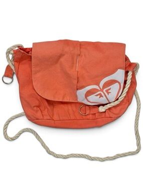 Vintage Y2K Roxy Coral Canvas Messenger Bag Rope Strap Surf